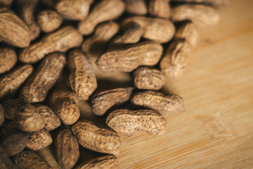 peanuts on a wooden background