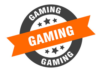 Fototapeta premium gaming sign. round ribbon sticker. isolated tag