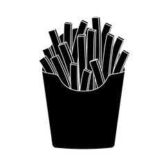 Silhouette black french fries in paper pack
