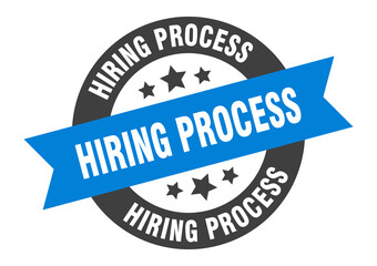 hiring process sign. round ribbon sticker. isolated tag