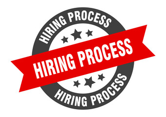 hiring process sign. round ribbon sticker. isolated tag
