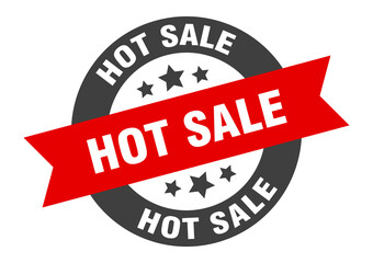 hot sale sign. round ribbon sticker. isolated tag