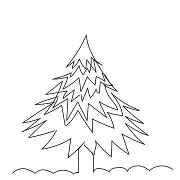 one line drawing christmas tree