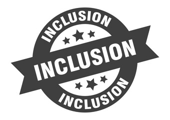 inclusion sign. round ribbon sticker. isolated tag