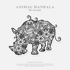 Rhino Mandala Vector Line Art Style