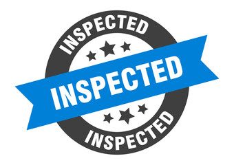 inspected sign. round ribbon sticker. isolated tag