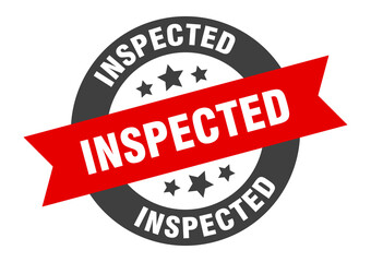 inspected sign. round ribbon sticker. isolated tag