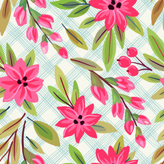 Seamless pattern with flowers. Can be used on packaging paper, fabric, template for different images, etc.