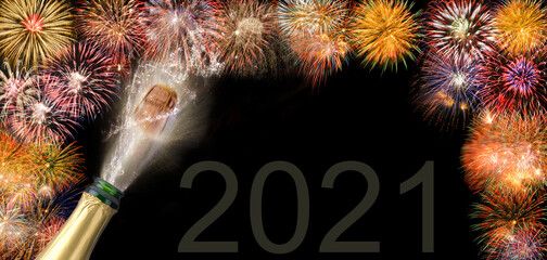 firework on sky with year date 2021