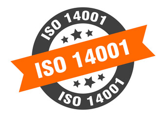 Obraz premium iso 14001 sign. round ribbon sticker. isolated tag