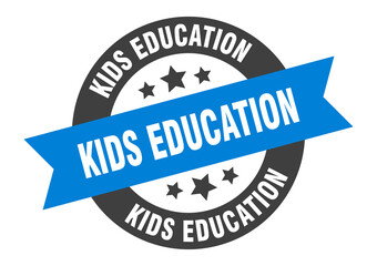 kids education sign. round ribbon sticker. isolated tag