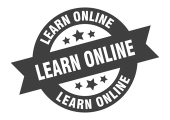 Obraz premium learn online sign. round ribbon sticker. isolated tag