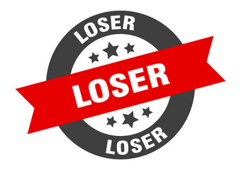loser sign. round ribbon sticker. isolated tag