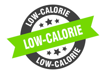low-calorie sign. round ribbon sticker. isolated tag
