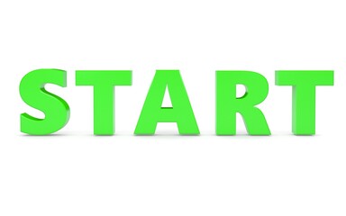 3D word start on white background