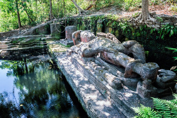 Reclining Lord Vishnu statue, the God of wealth and well-being, Shesh Shaiya, Bandhavgarh National Park, Madhya Pradesh, India