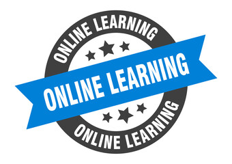online learning sign. round ribbon sticker. isolated tag