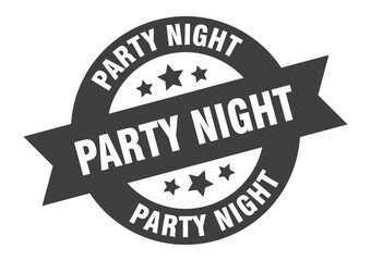 Fototapeta premium party night sign. round ribbon sticker. isolated tag