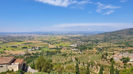 Fototapeta na wymiar Beautiful Tuscan landscape from Cortona, a town in province of Arezzo, Italy.