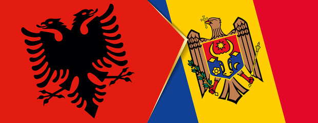 Albania and Moldova flags, two vector flags.