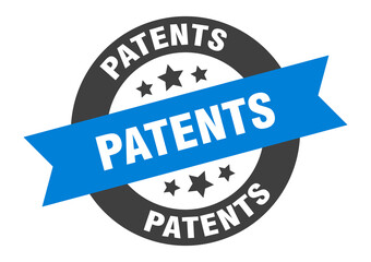 patents sign. round ribbon sticker. isolated tag