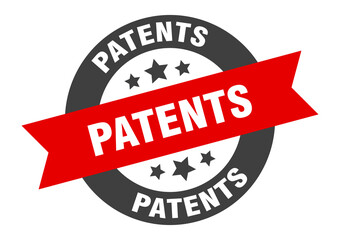 patents sign. round ribbon sticker. isolated tag
