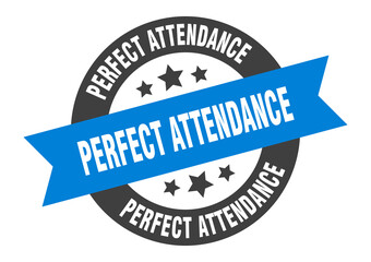 Fototapeta premium perfect attendance sign. round ribbon sticker. isolated tag