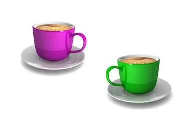 3D cup on white background