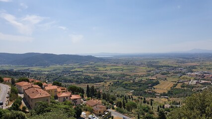Magnificent view from Cortona, Tuscany, Italy.