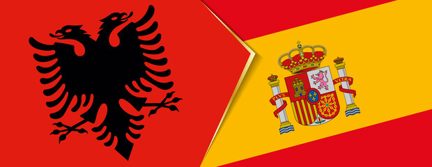 Albania and Spain flags, two vector flags.