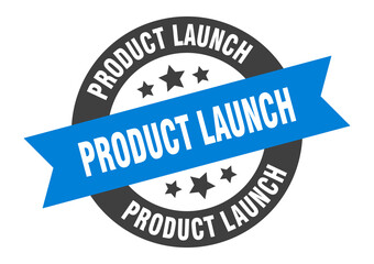 product launch sign. round ribbon sticker. isolated tag