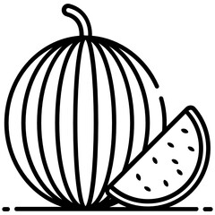 

Half slice of ripe fruit denoting icon for watermelon 
