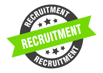 recruitment sign. round ribbon sticker. isolated tag