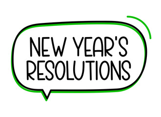 Fototapeta premium New year's resolutions inscription. Handwritten lettering illustration. Black vector text in speech bubble. 