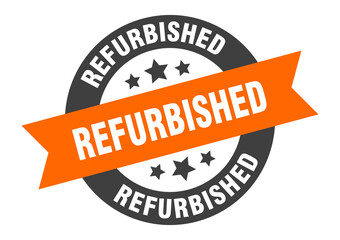 Obraz premium refurbished sign. round ribbon sticker. isolated tag