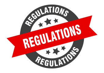 regulations sign. round ribbon sticker. isolated tag
