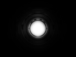 Door peephole lens blur spotlight graphic in black background