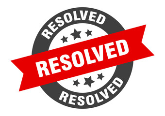 resolved sign. round ribbon sticker. isolated tag