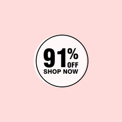 91 discount, Sales Vector badges for Labels, , Stickers, Banners, Tags, Web Stickers, New offer. Discount origami sign banner