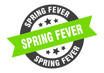 spring fever sign. round ribbon sticker. isolated tag