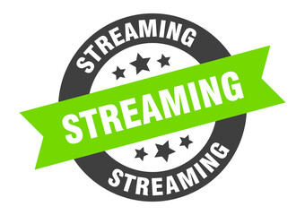streaming sign. round ribbon sticker. isolated tag