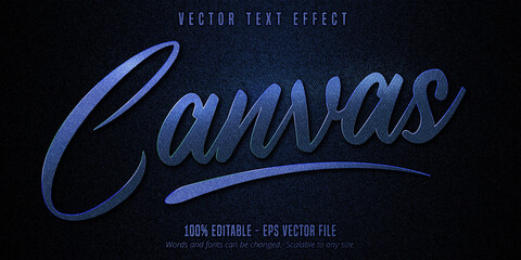 Canvas text, editable text effect on dark blue canvas background