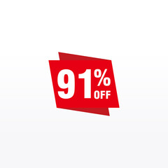 91 discount, Sales Vector badges for Labels, , Stickers, Banners, Tags, Web Stickers, New offer. Discount origami sign banner