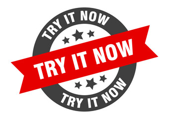 Fototapeta premium try it now sign. round ribbon sticker. isolated tag