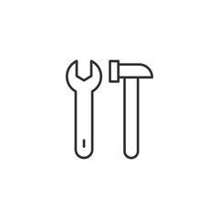 Hummer and wrench icon. Repair tools symbol modern, simple, vector, icon for website design, mobile app, ui. Vector Illustration