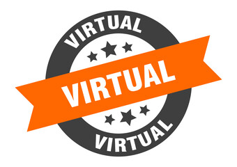 virtual sign. round ribbon sticker. isolated tag
