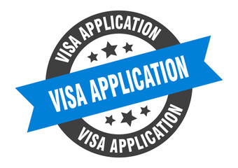 Fototapeta premium visa application sign. round ribbon sticker. isolated tag