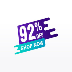 92 discount, Sales Vector badges for Labels, , Stickers, Banners, Tags, Web Stickers, New offer. Discount origami sign banner