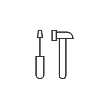 recommend clip art: Hummer and screwdriver icon. Repair tools symbol modern, simple, vector, icon for website design, mobile app, ui. Vector Illustration