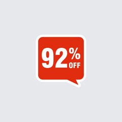 92 discount, Sales Vector badges for Labels, , Stickers, Banners, Tags, Web Stickers, New offer. Discount origami sign banner